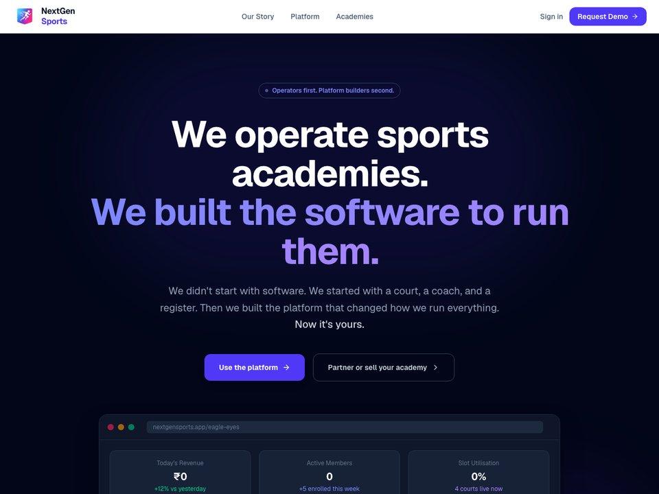 NextGen Sports homepage